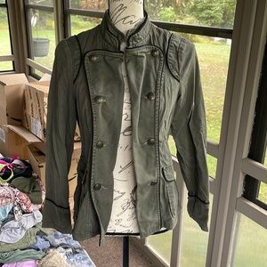Military moto double breasted olive green jacket